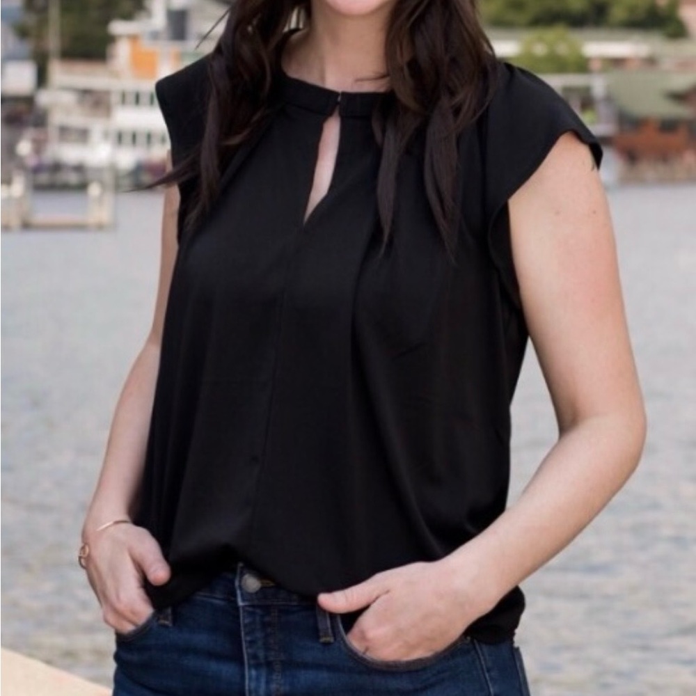Banana Republic Black Keyhole Blouse